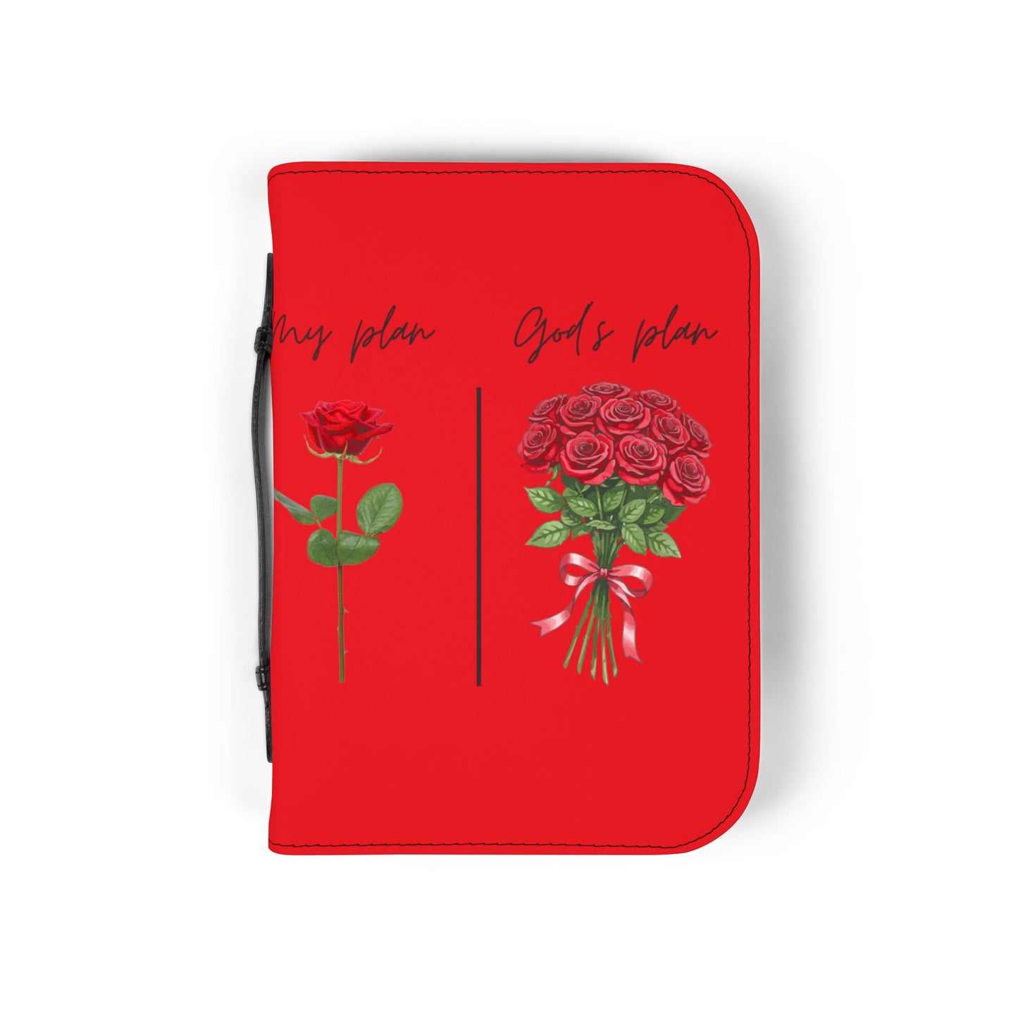 Bible Cover —Red "God’s plan" Zippered Bible Case