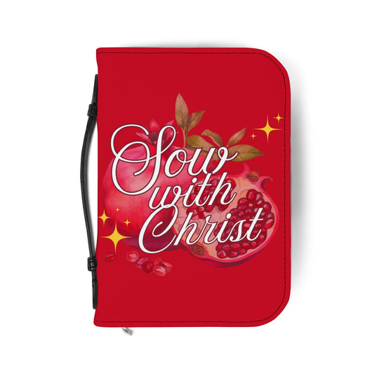 Bible Cover — Dark Red "Sow with Christ" Zippered Bible Case
