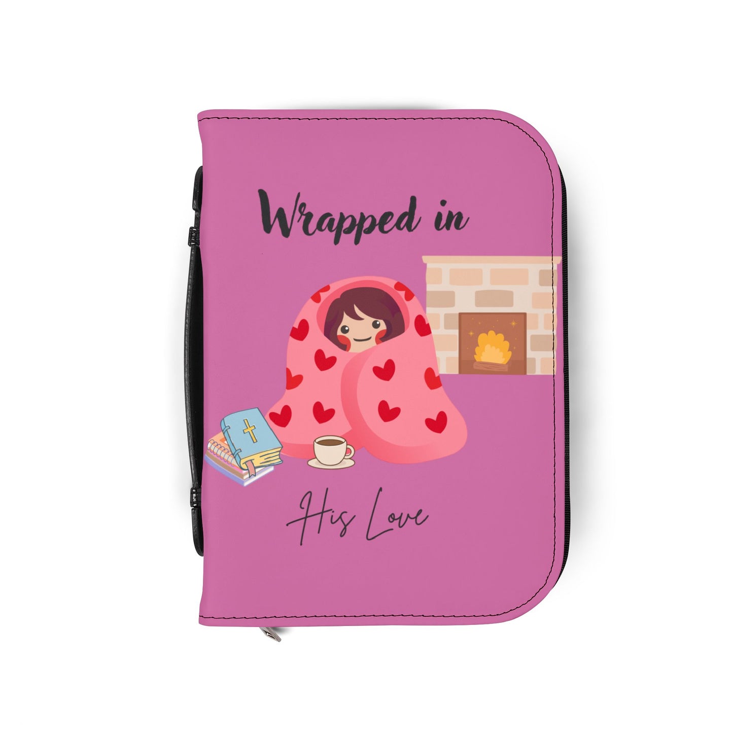 Bible Cover — Light Pink "Wrapped in His Love" Zippered Bible Case