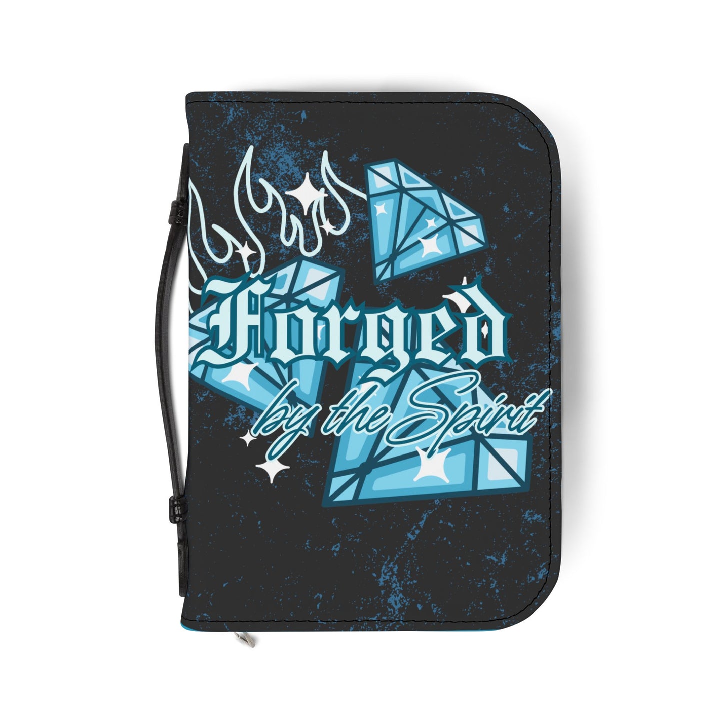 Bible Cover — Black "Forged by the Spirit" Zippered Bible Case