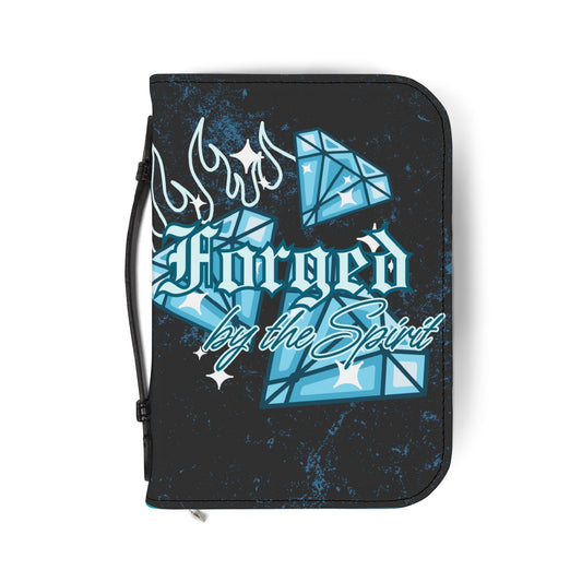 Bible Cover — Black "Forged by the Spirit" Zippered Bible Case