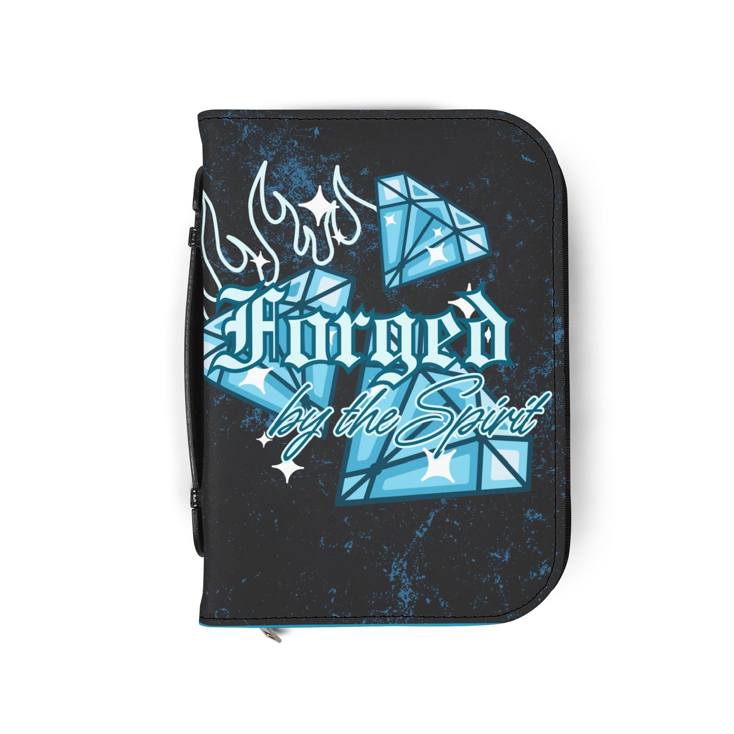 Bible Cover — Black "Forged by the Spirit" Zippered Bible Case