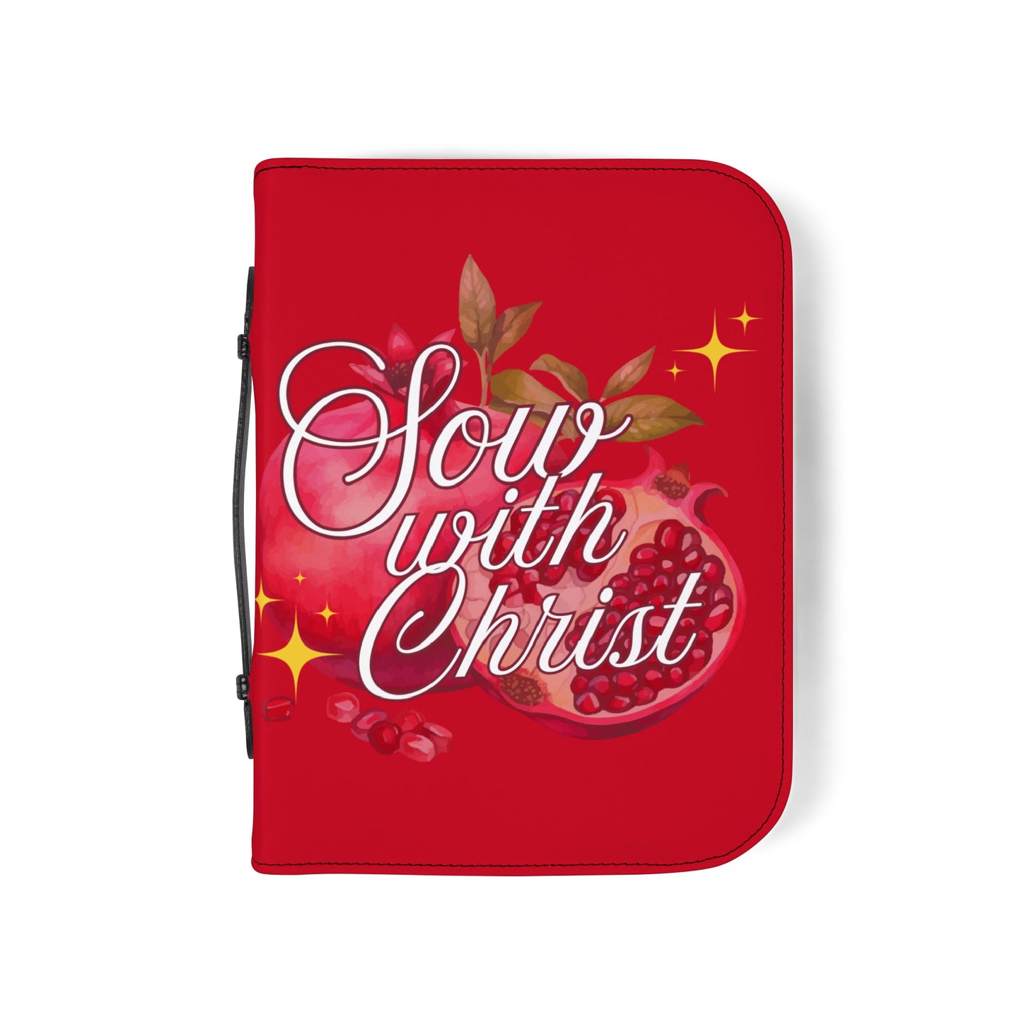 Bible Cover — Dark Red "Sow with Christ" Zippered Bible Case