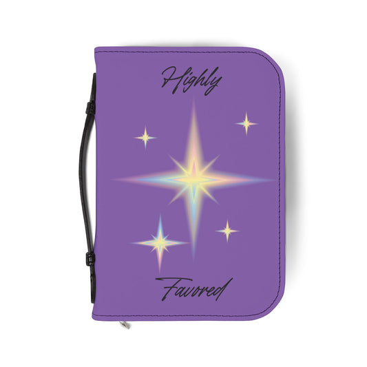 Bible Cover — Light Purple "Highly Favored" Zippered Bible Case