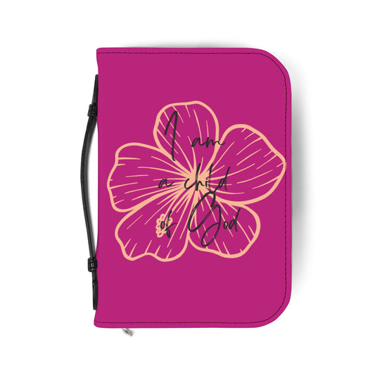 Bible Cover — Pink "I am a child of God" Zippered Bible Case
