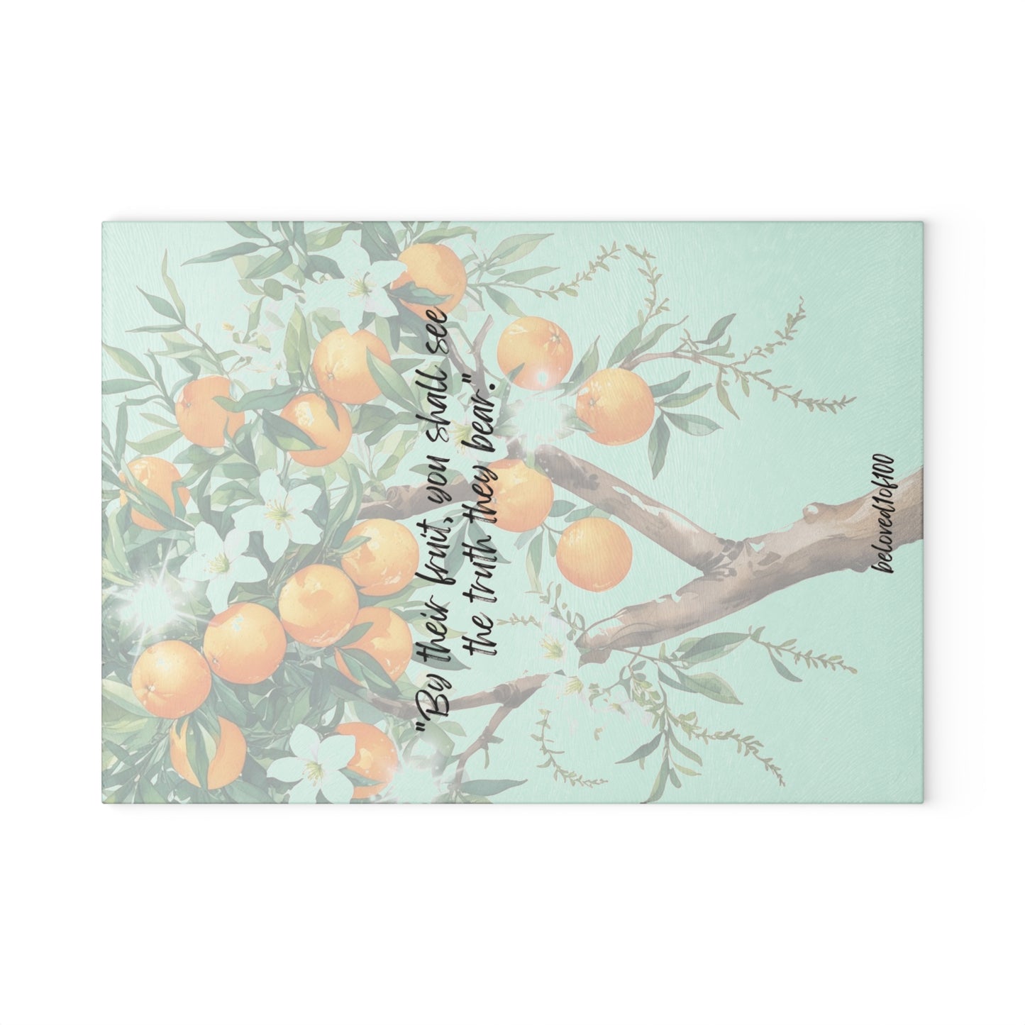 Glass Cutting Board - Orange Jasmine Pattern