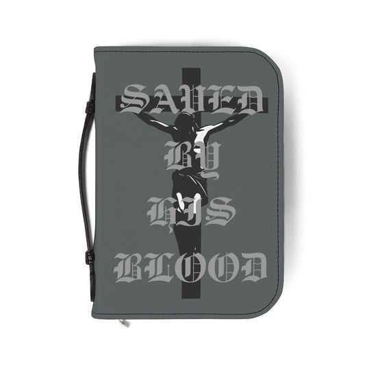 Bible Cover — Dark Grey "Saved" Zippered Bible Case