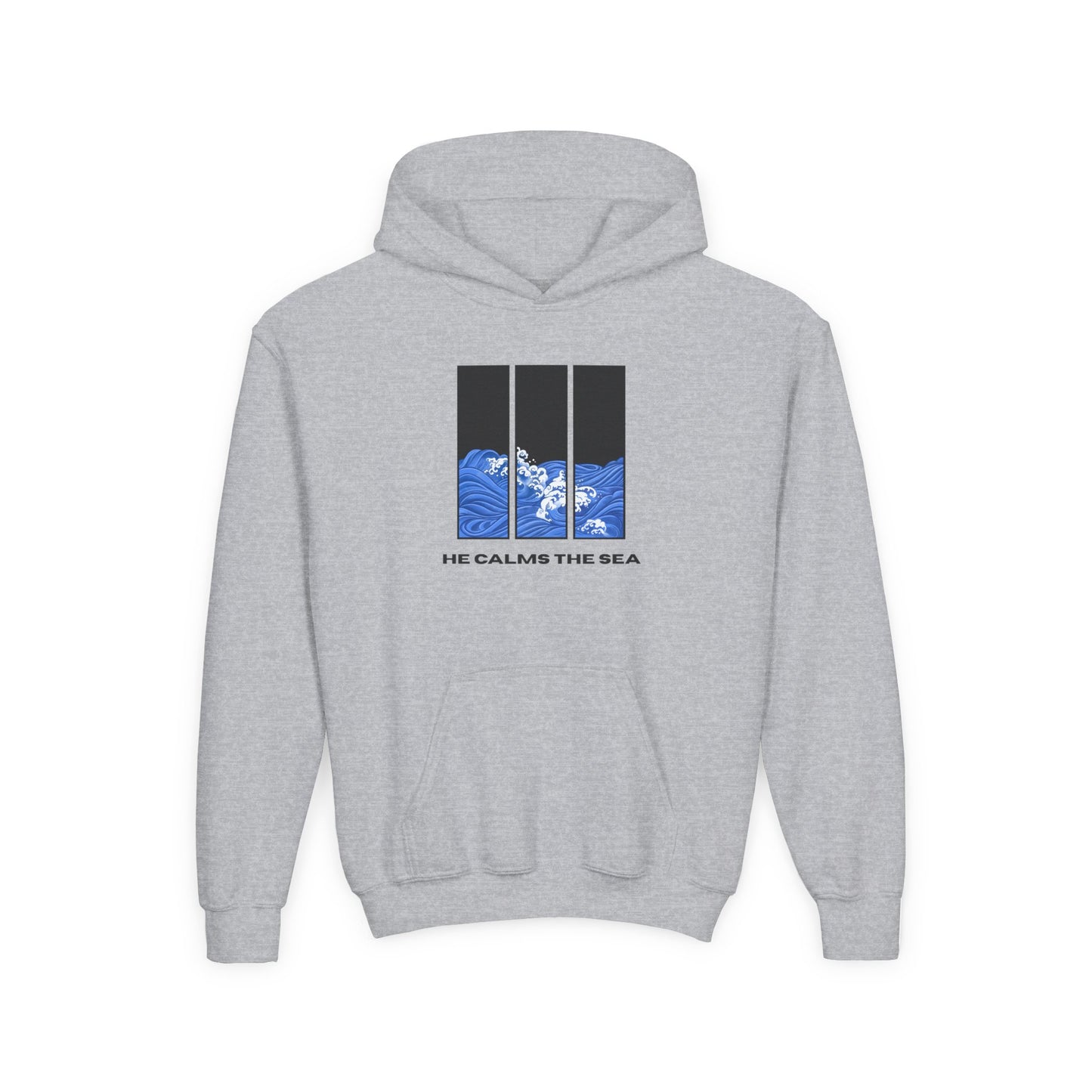 Youth Hoodie — "He calms the sea"