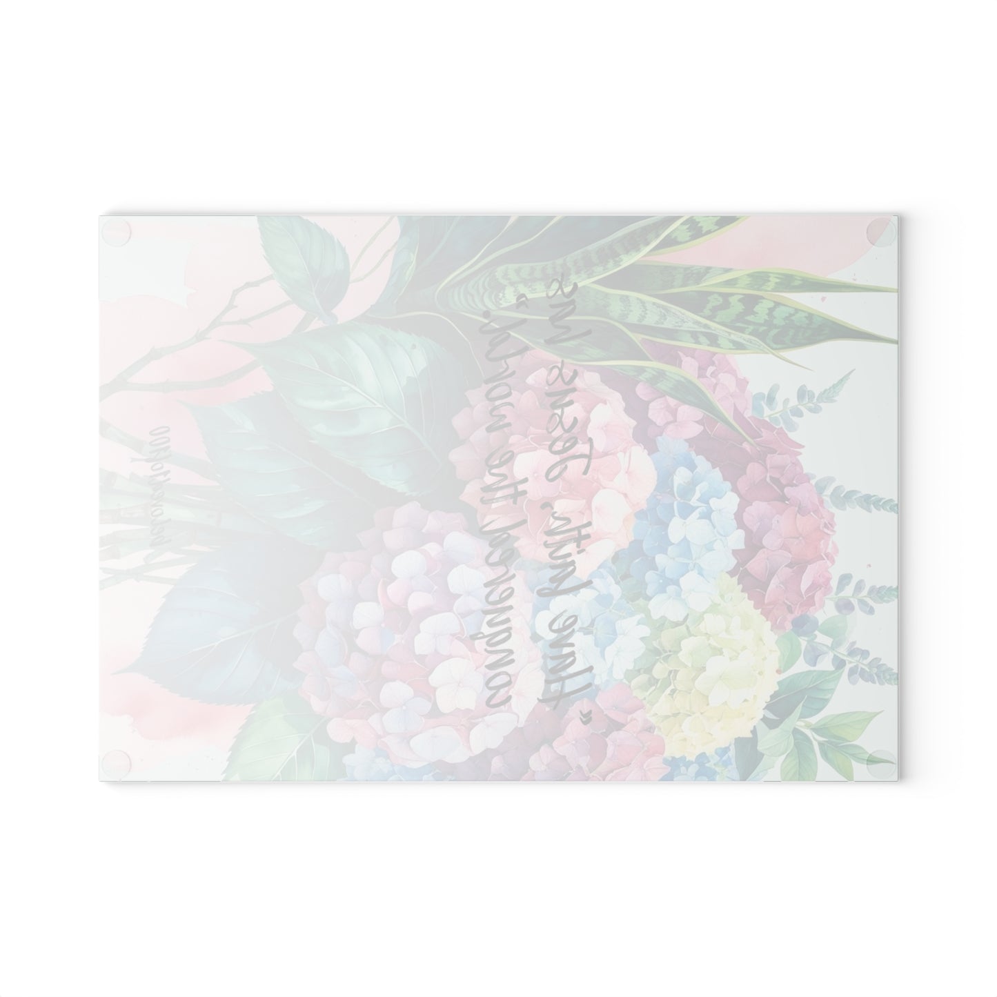 Glass Cutting Board - Hydrangea Snake Plant Pattern