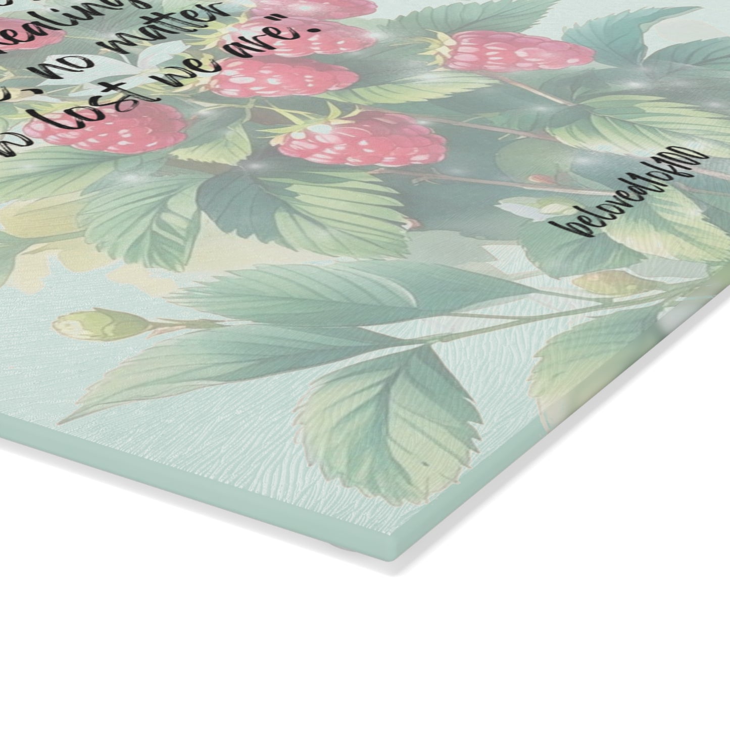 Glass Cutting Board - Raspberry Jasmine Pattern