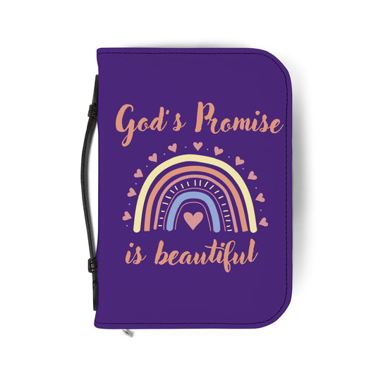 Bible Cover — Dark Purple "God's promise is beautiful" Zippered Bible Case