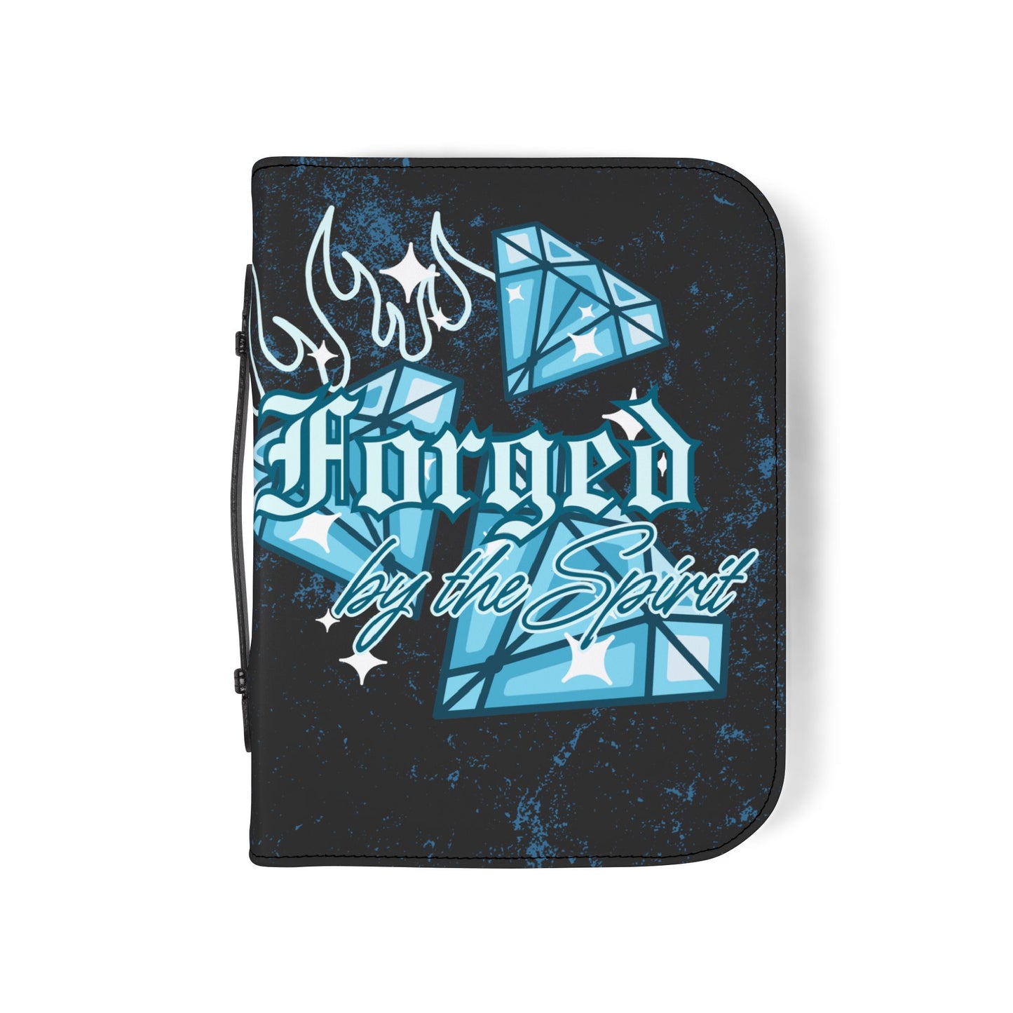 Bible Cover — Black "Forged by the Spirit" Zippered Bible Case