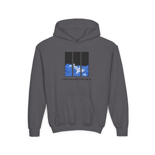 Youth Hoodie — "He calms the sea"