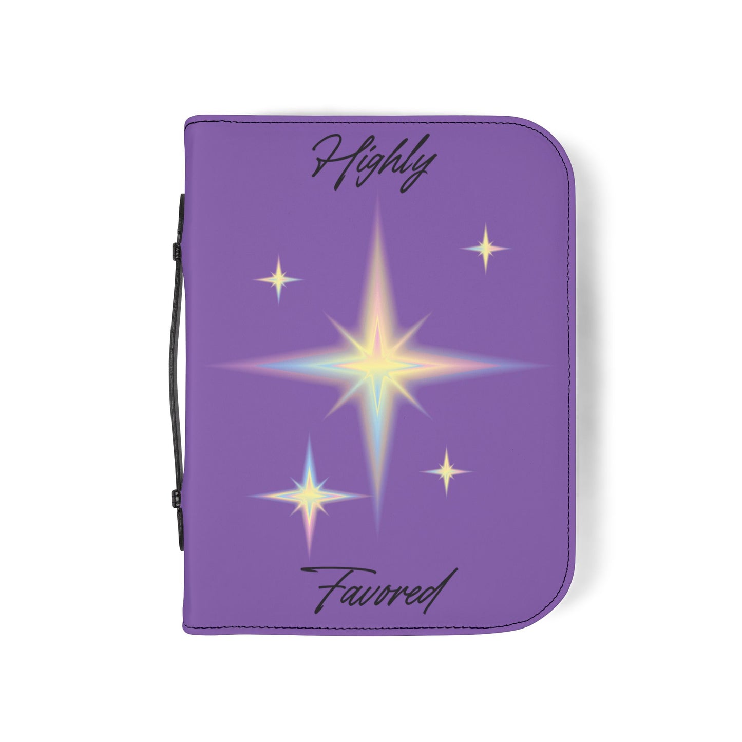 Bible Cover — Light Purple "Highly Favored" Zippered Bible Case