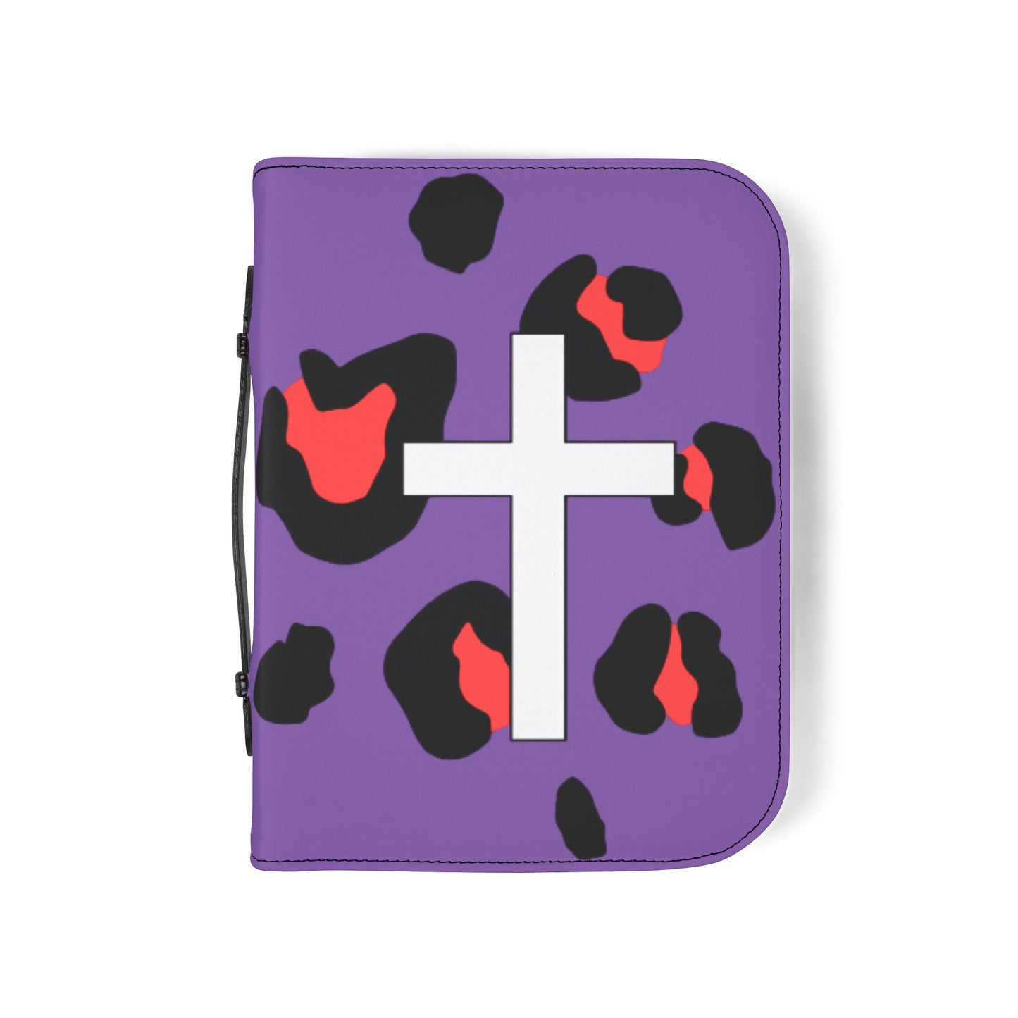 Bible Cover — Light Purple & Pink Leopard Cross Zippered Bible Case
