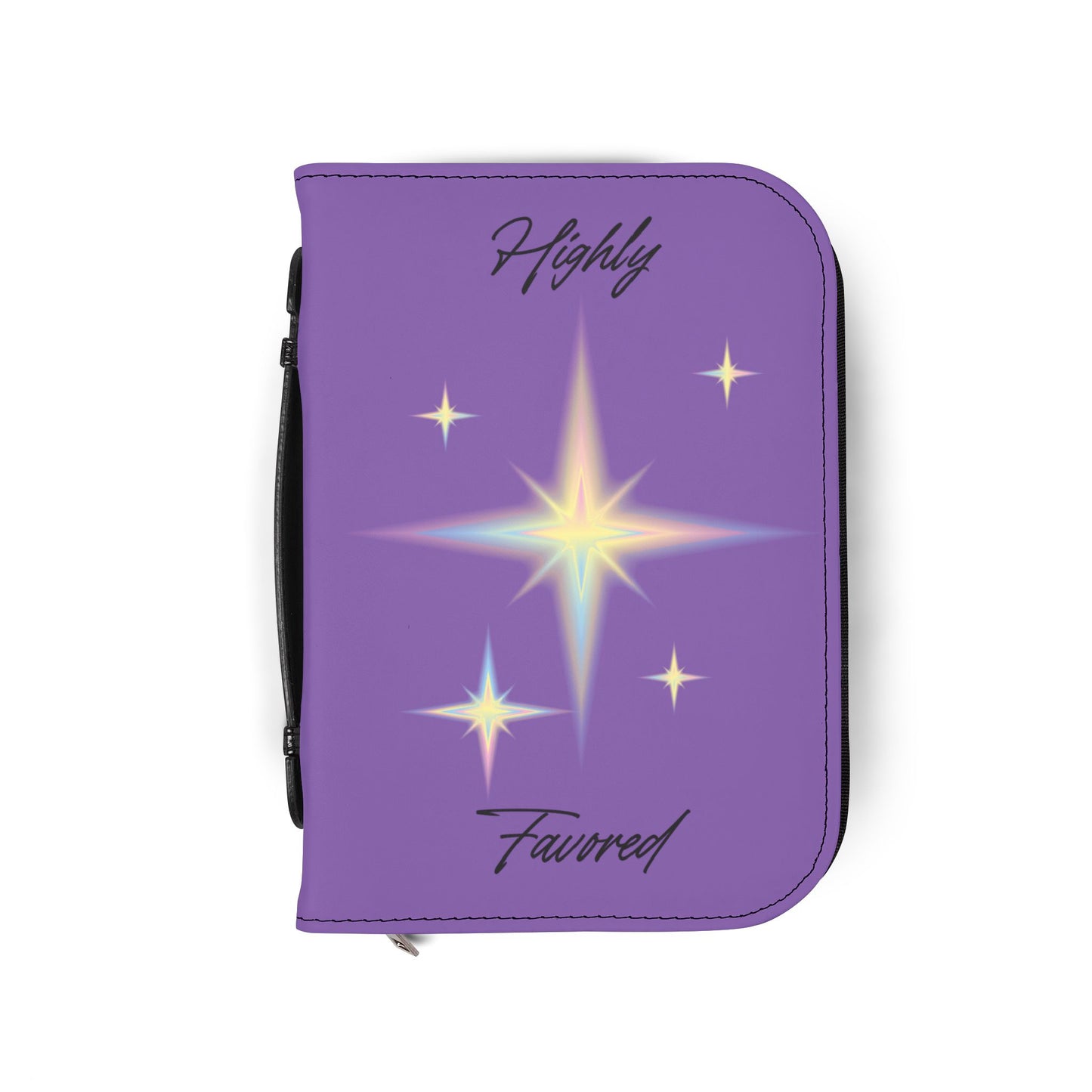 Bible Cover — Light Purple "Highly Favored" Zippered Bible Case