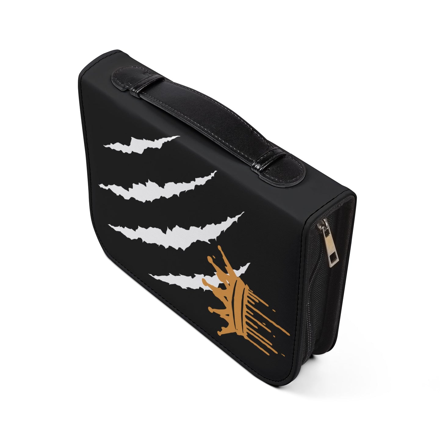 Bible Cover — Black "Mighty in strength because of Jesus" Zippered Bible Case