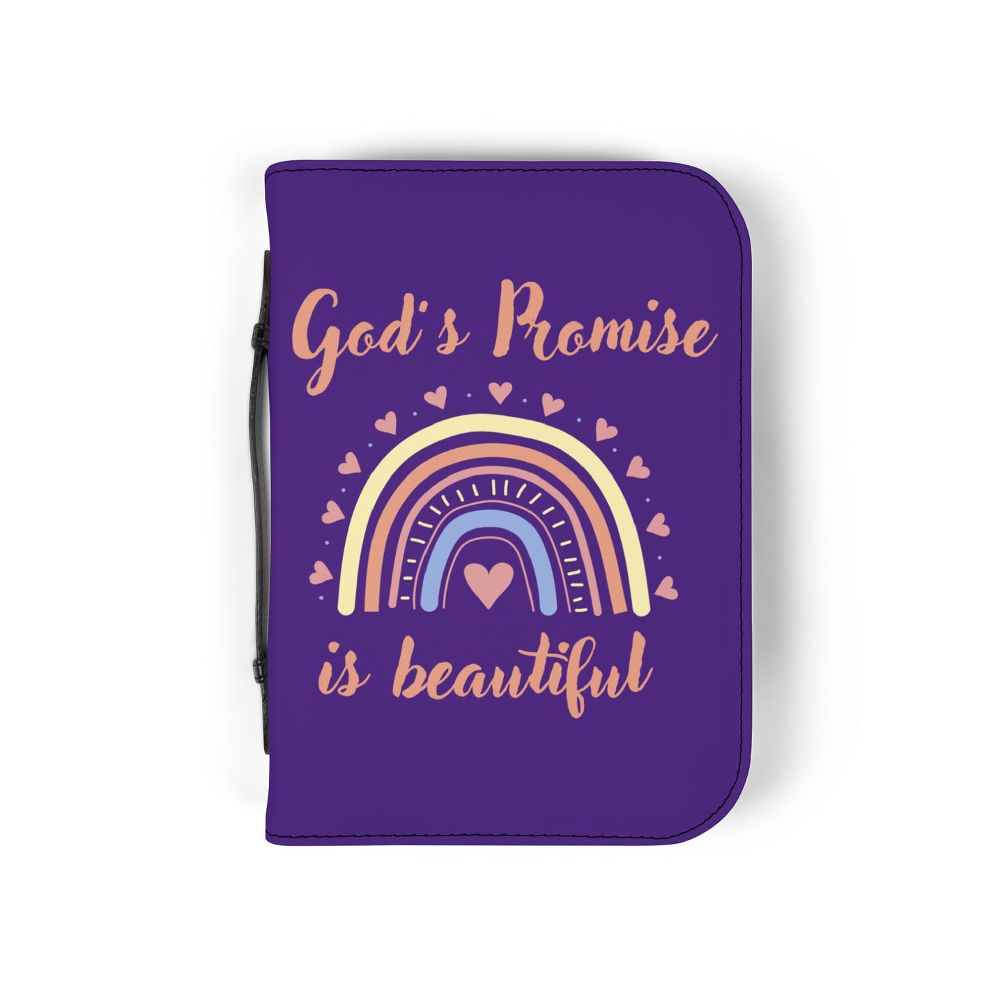 Bible Cover — Dark Purple "God's promise is beautiful" Zippered Bible Case
