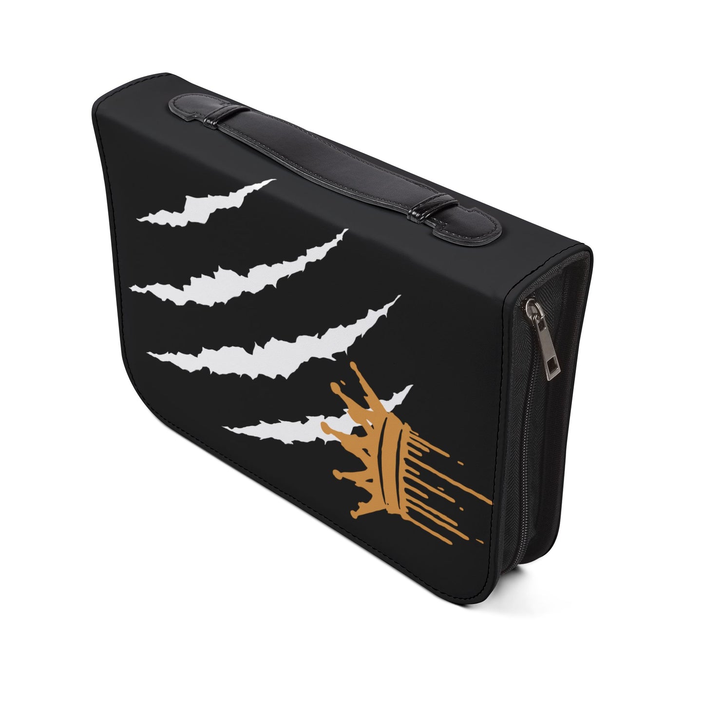 Bible Cover — Black "Mighty in strength because of Jesus" Zippered Bible Case