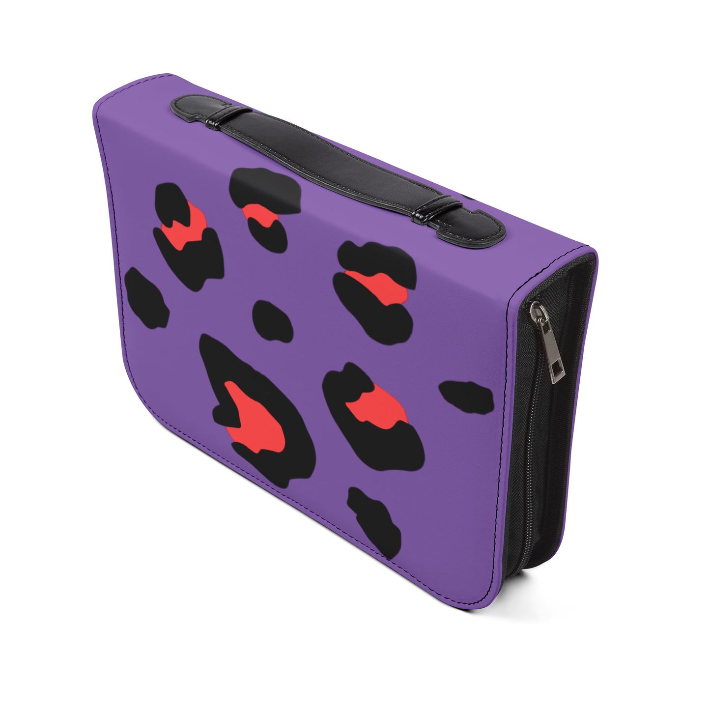 Bible Cover — Light Purple & Pink Leopard Cross Zippered Bible Case