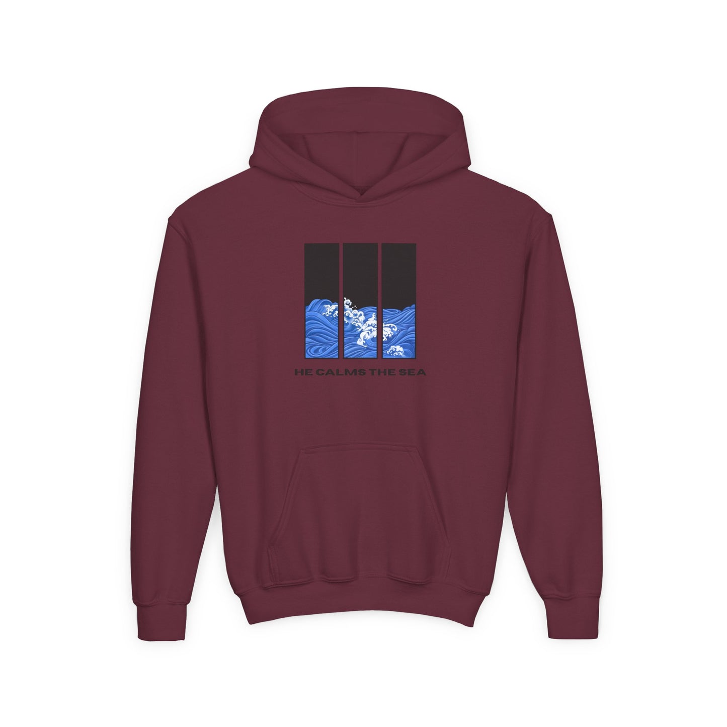 Youth Hoodie — "He calms the sea"