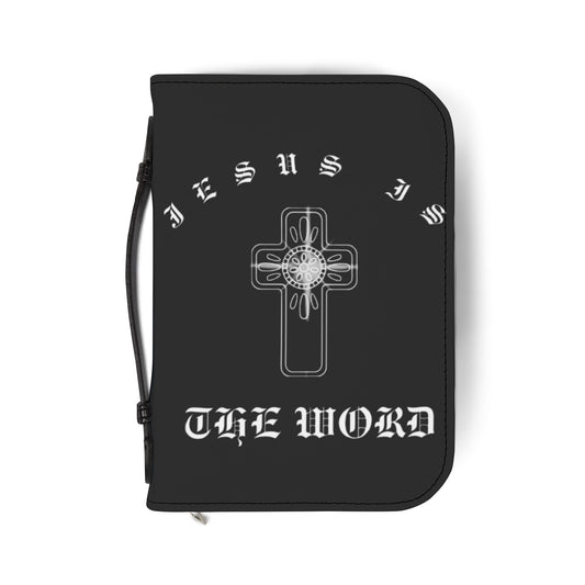 Bible Cover — Black "Jesus is The Word" Zippered Bible Case