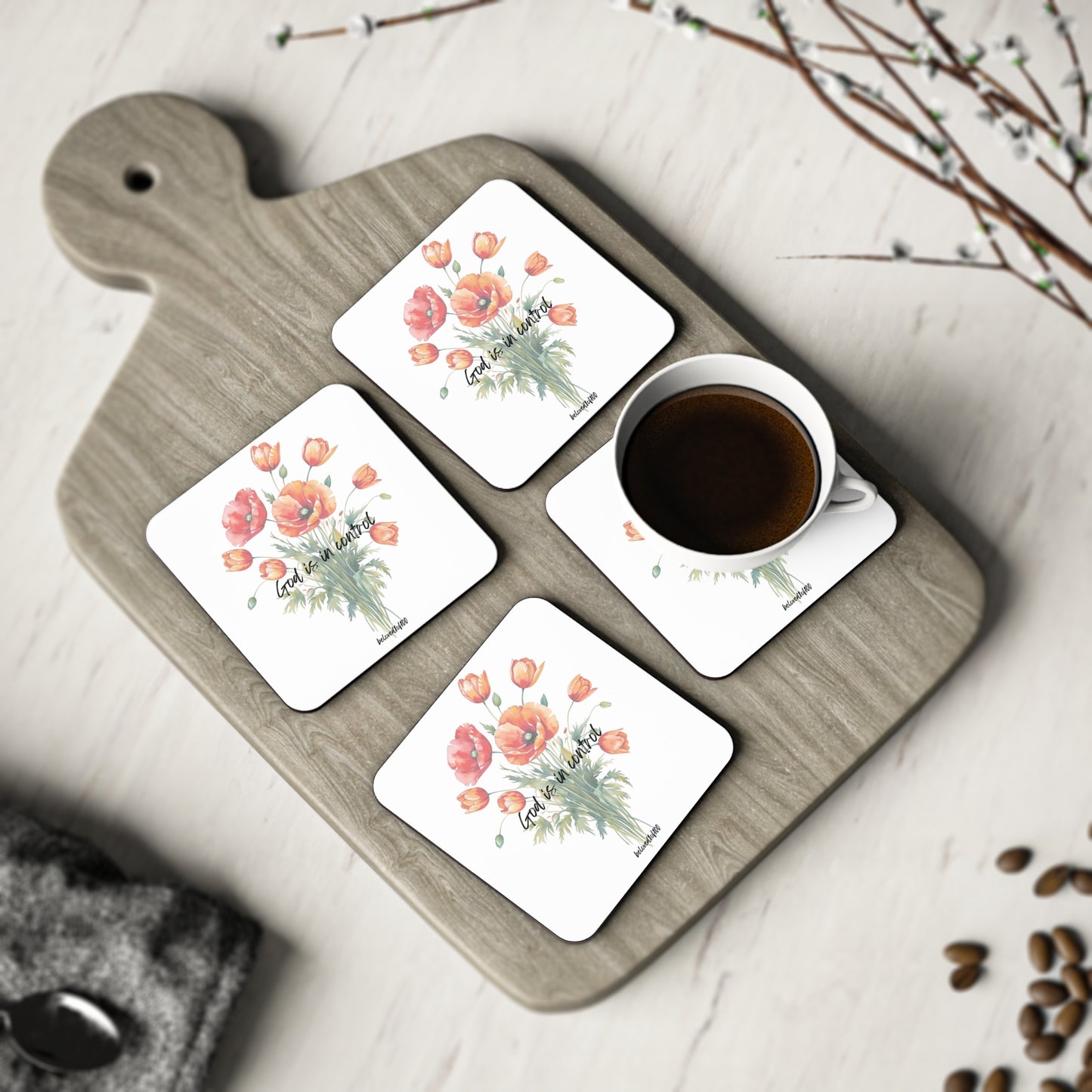 Coasters- Poppy Tulip Pattern