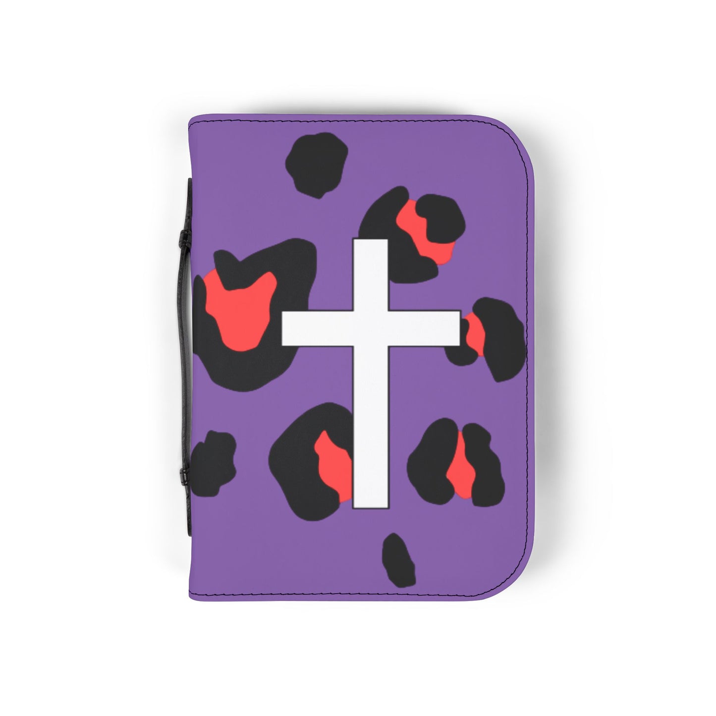 Bible Cover — Light Purple & Pink Leopard Cross Zippered Bible Case
