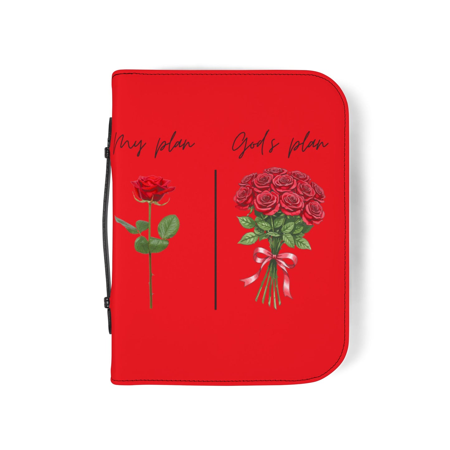 Bible Cover —Red "God’s plan" Zippered Bible Case