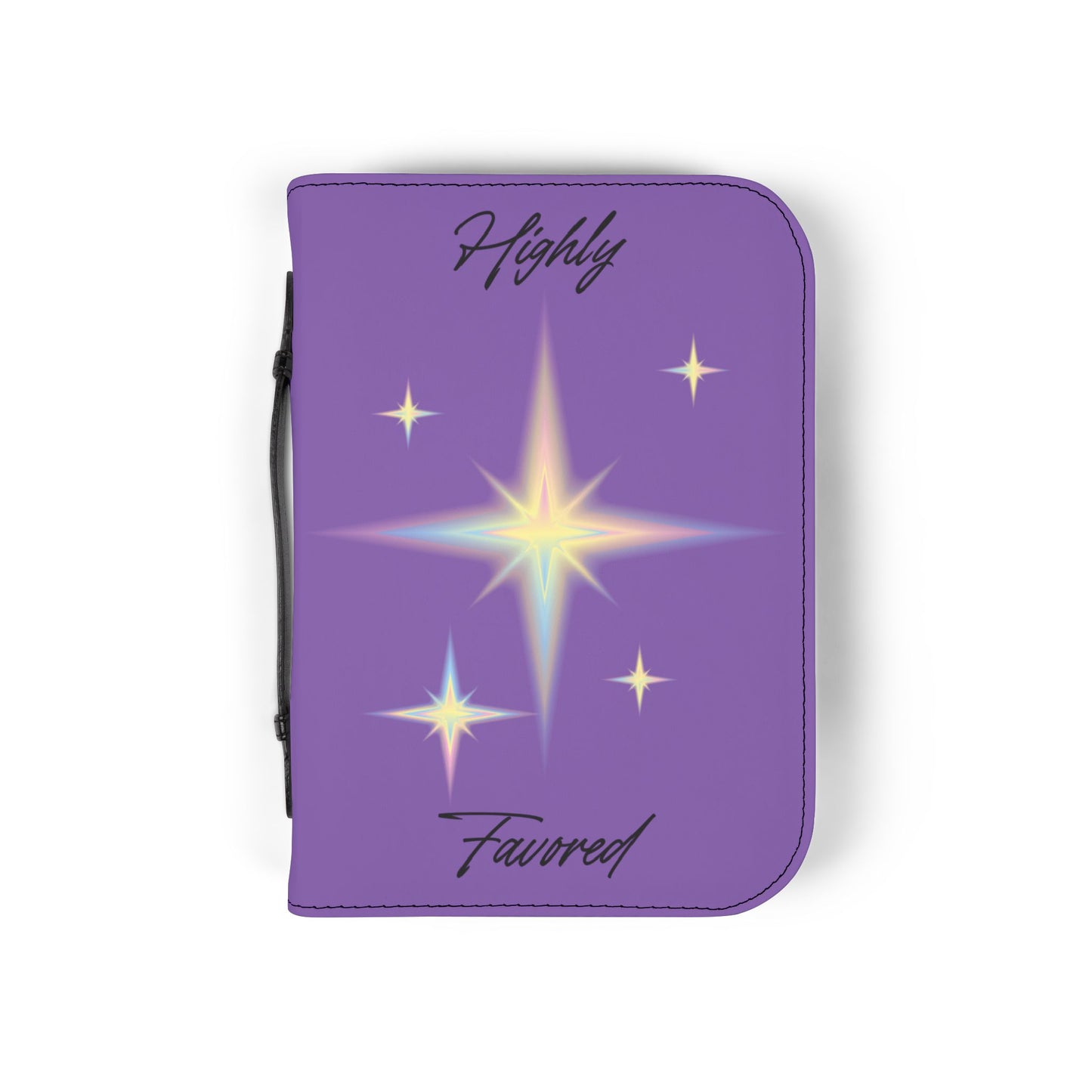 Bible Cover — Light Purple "Highly Favored" Zippered Bible Case