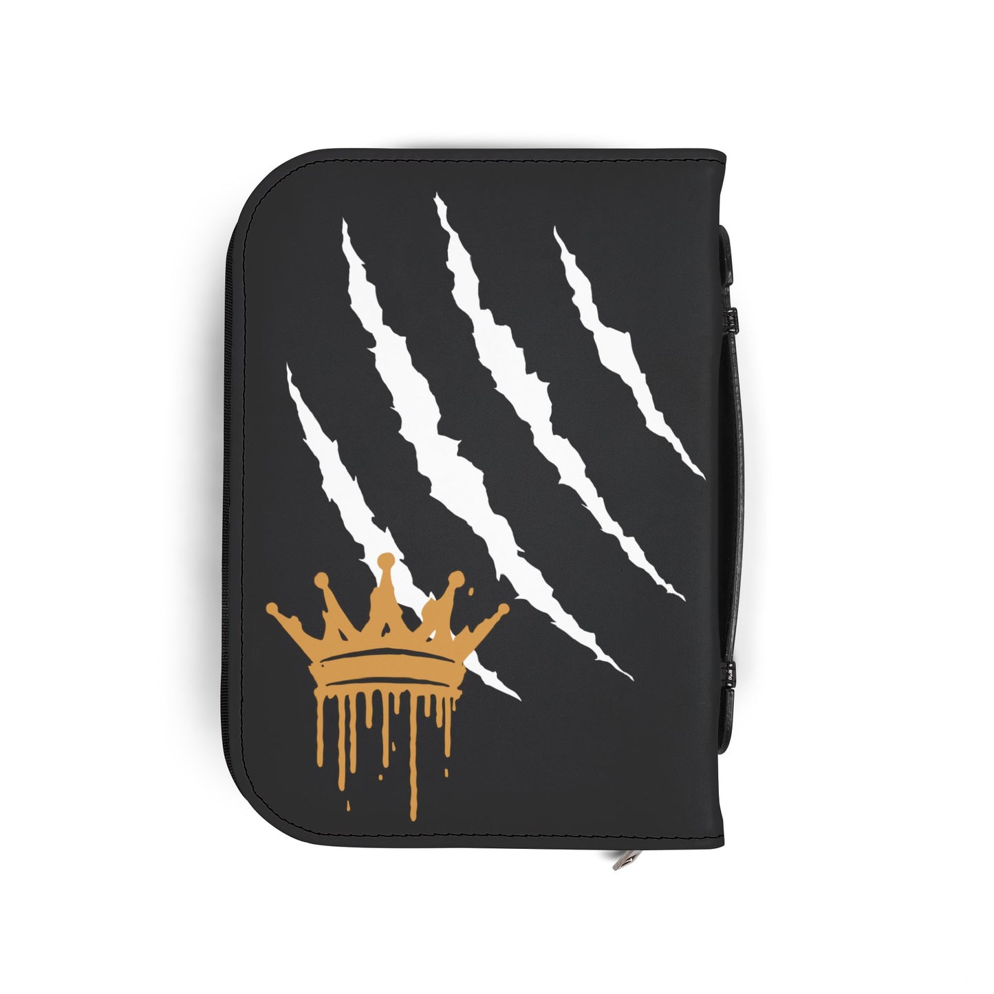 Bible Cover — Black "Mighty in strength because of Jesus" Zippered Bible Case