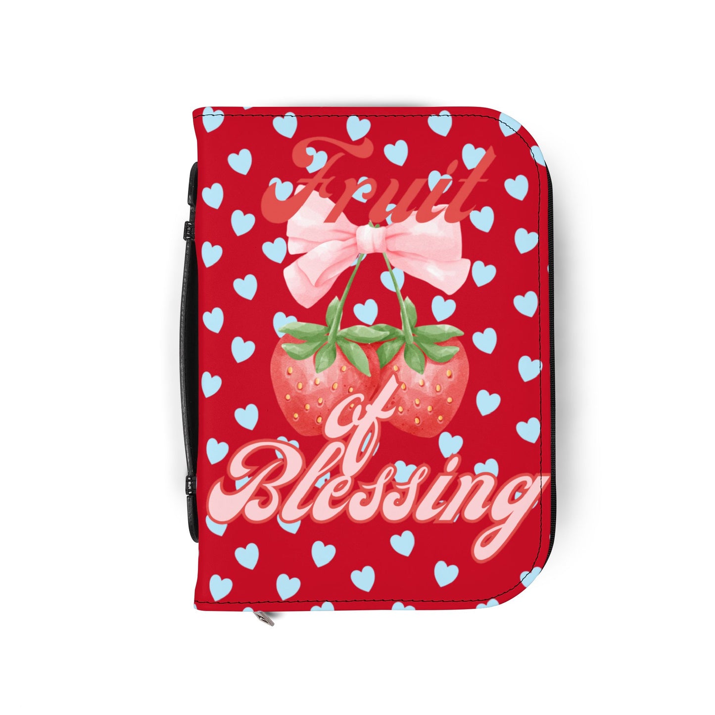 Bible Cover — Dark Red "Fruit of Blessing" Zippered Bible Case