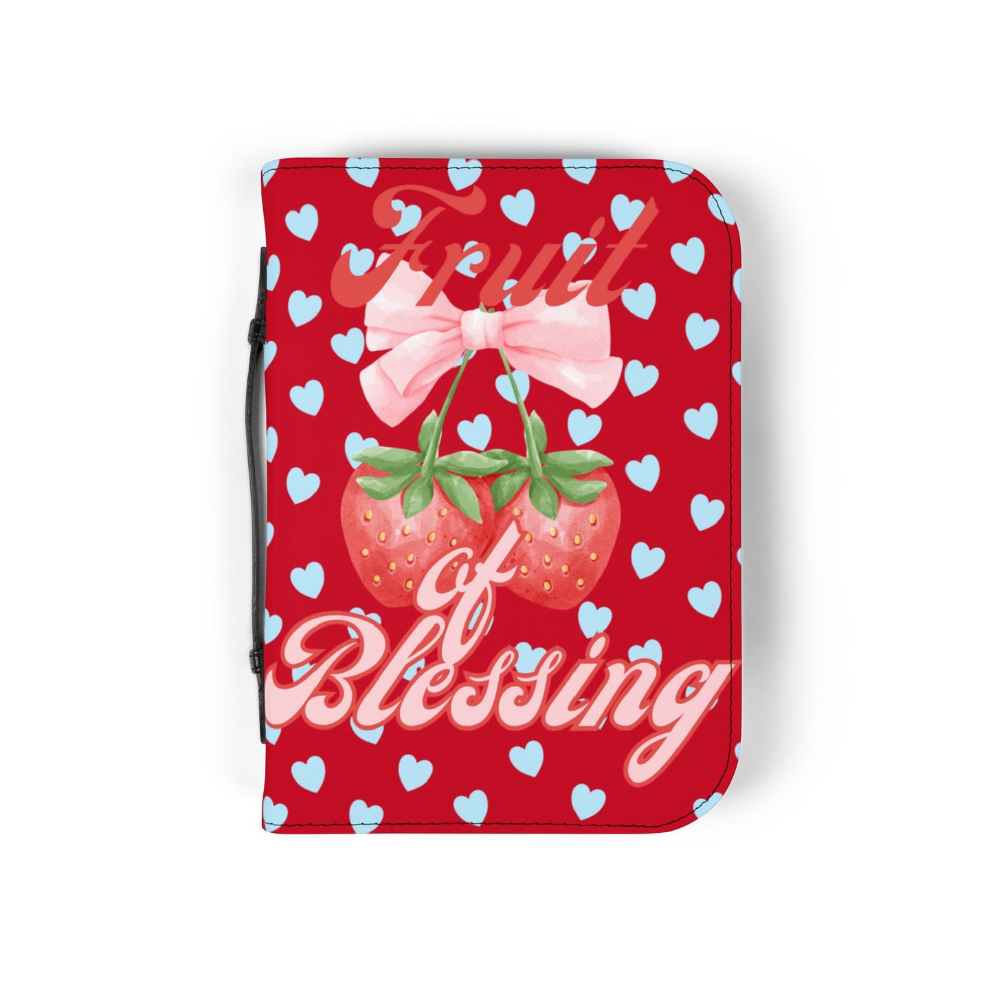 Bible Cover — Dark Red "Fruit of Blessing" Zippered Bible Case