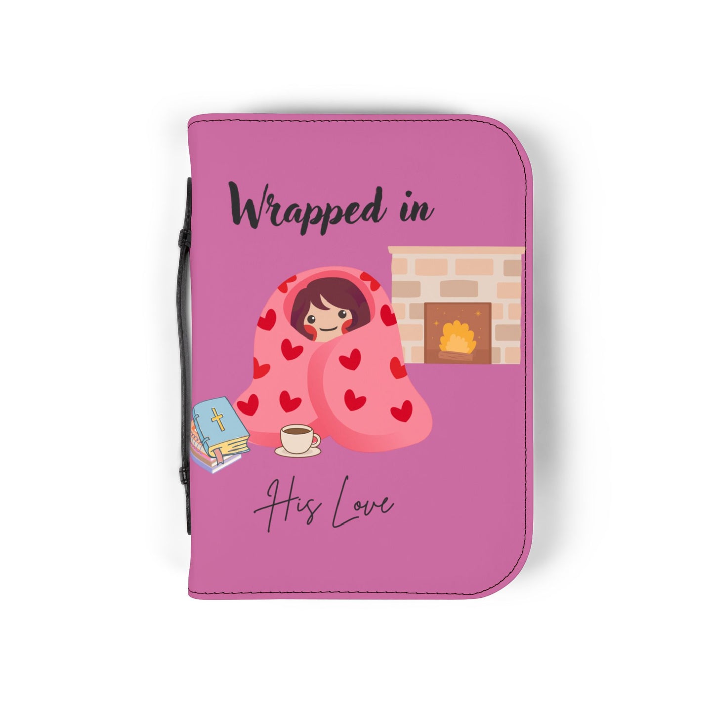 Bible Cover — Light Pink "Wrapped in His Love" Zippered Bible Case