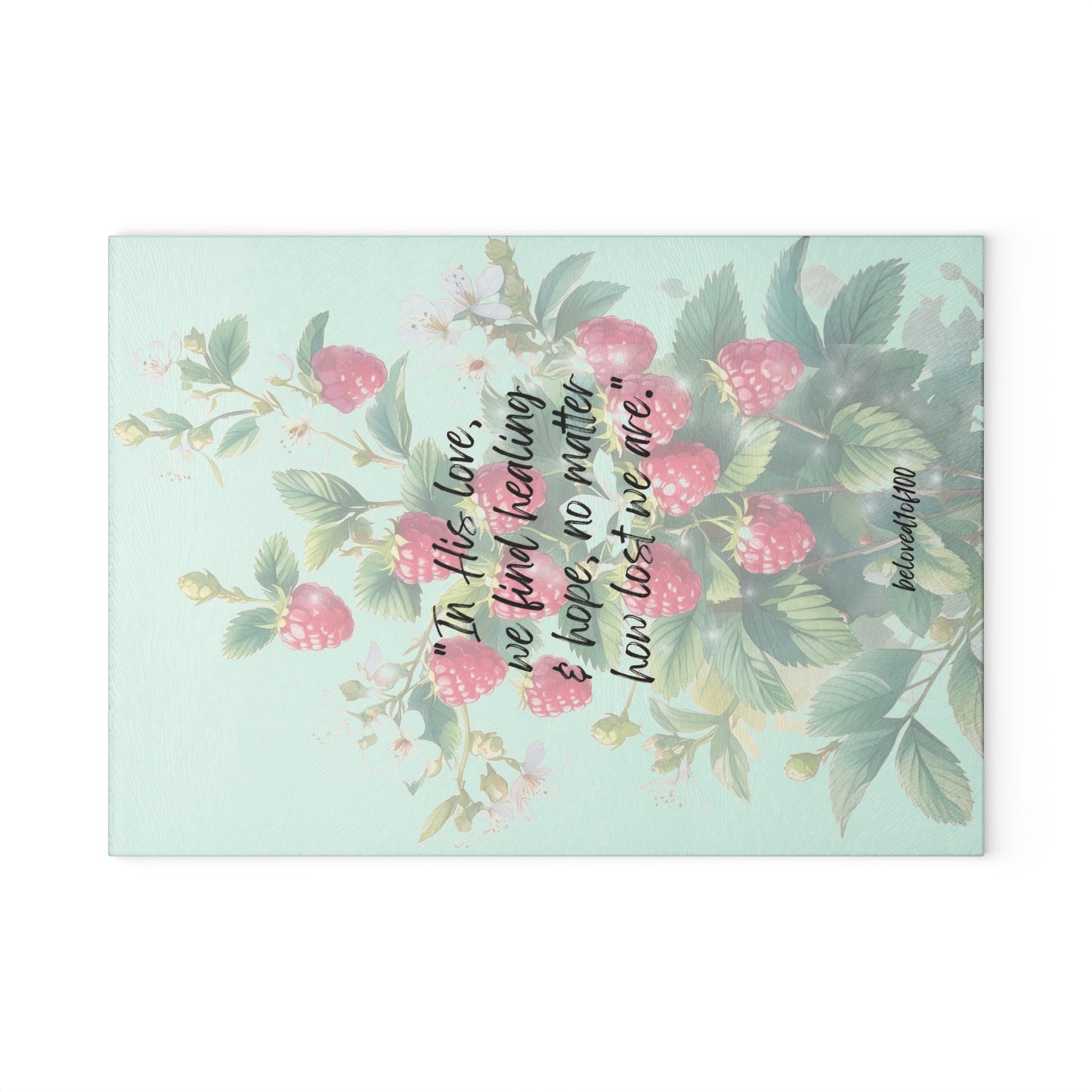 Glass Cutting Board - Raspberry Jasmine Pattern