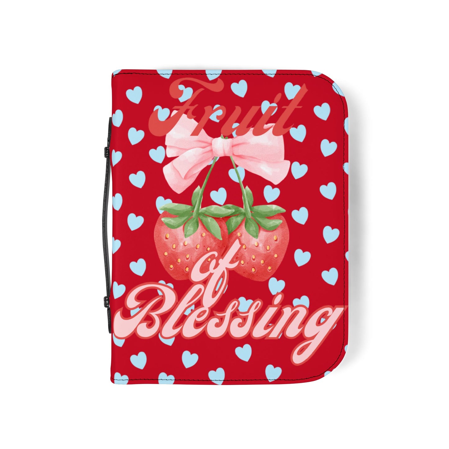 Bible Cover — Dark Red "Fruit of Blessing" Zippered Bible Case