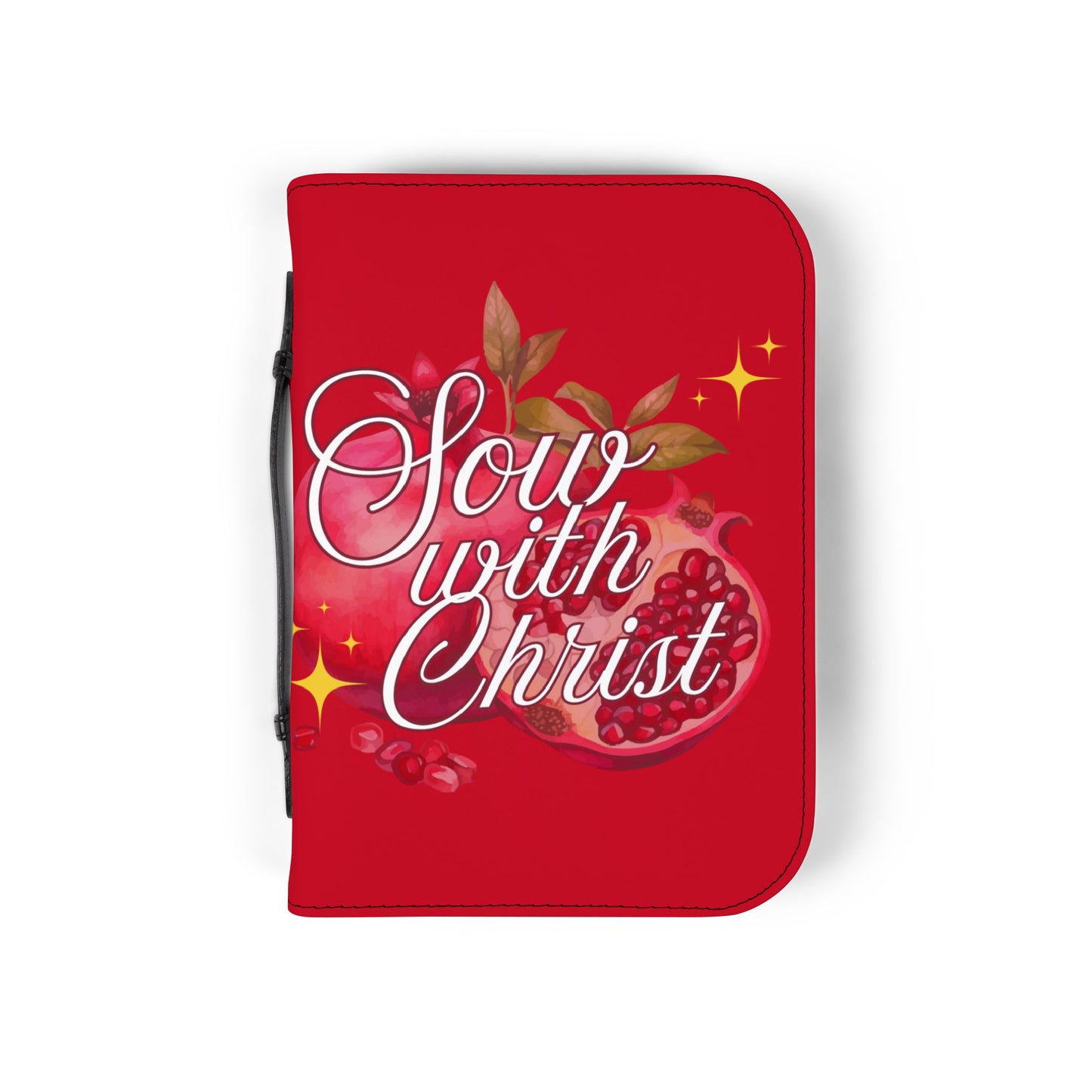 Bible Cover — Dark Red "Sow with Christ" Zippered Bible Case