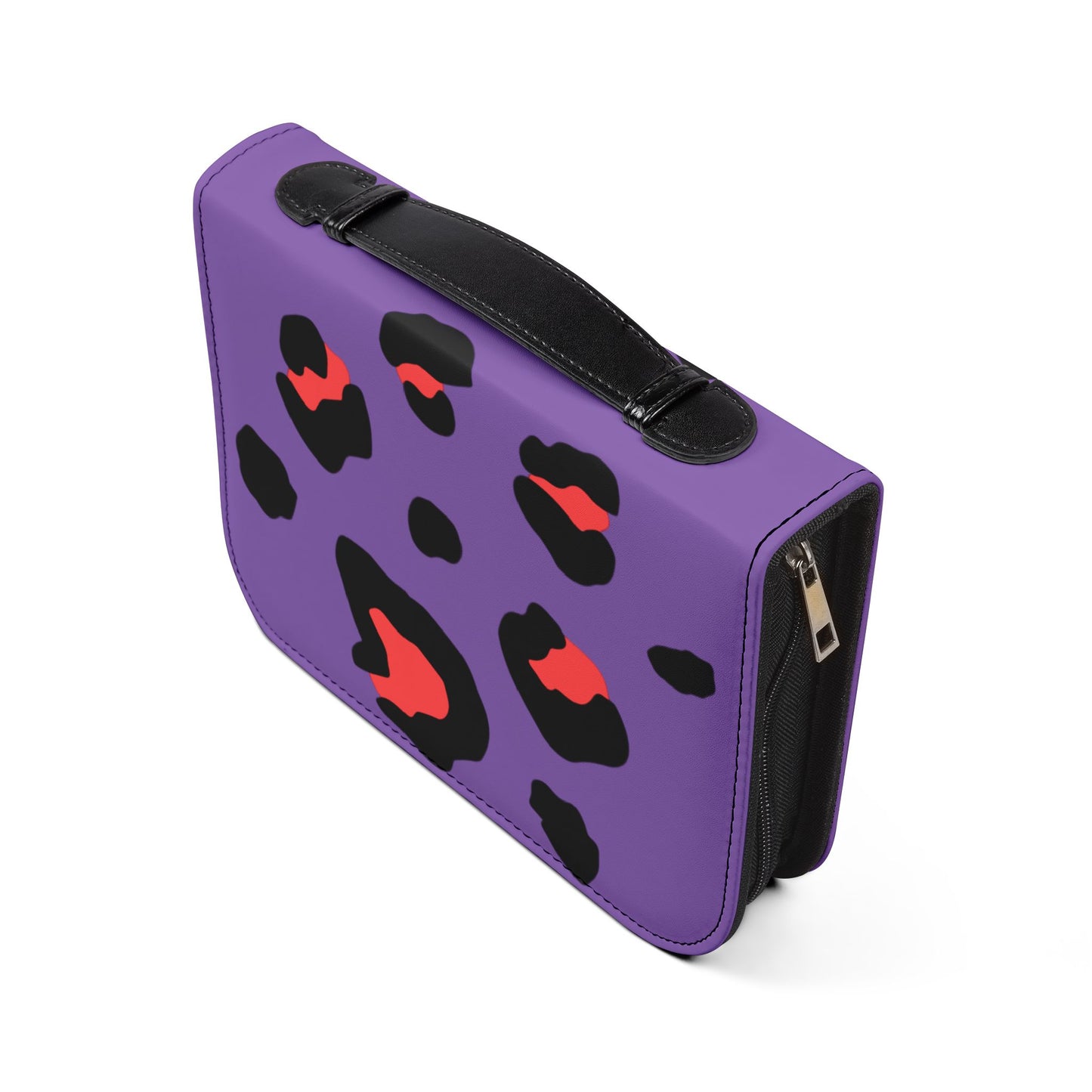 Bible Cover — Light Purple & Pink Leopard Cross Zippered Bible Case