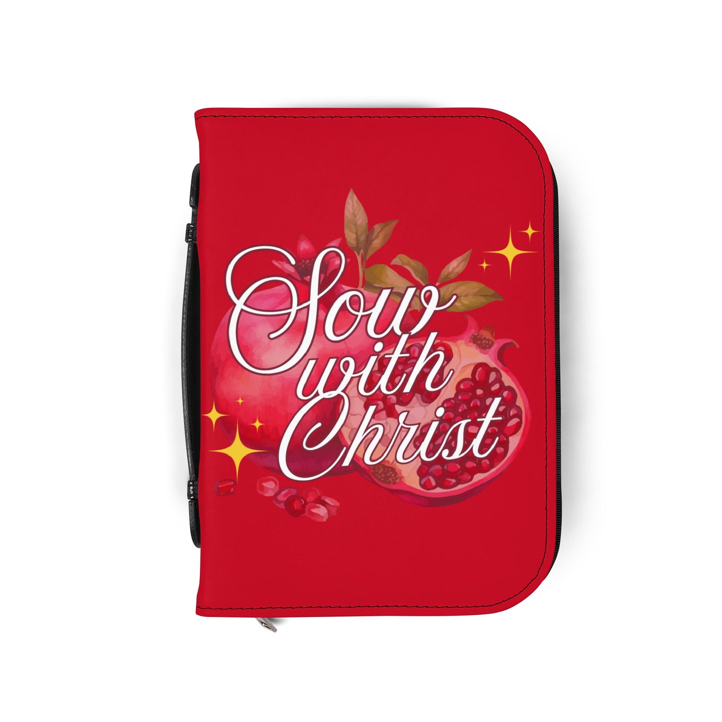 Bible Cover — Dark Red "Sow with Christ" Zippered Bible Case