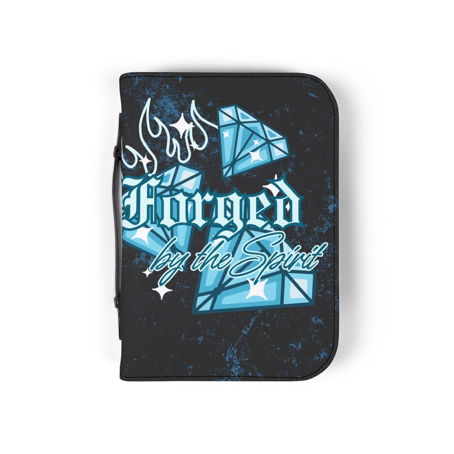 Bible Cover — Black "Forged by the Spirit" Zippered Bible Case