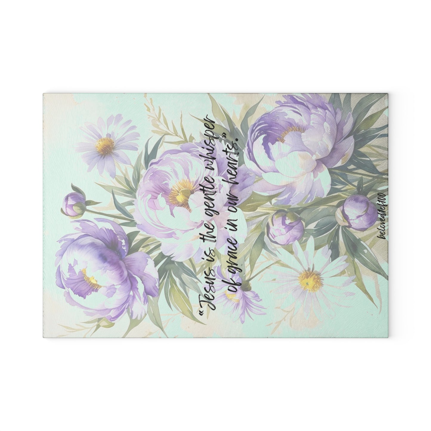 Glass Cutting Board - Purple Lilly Pattern