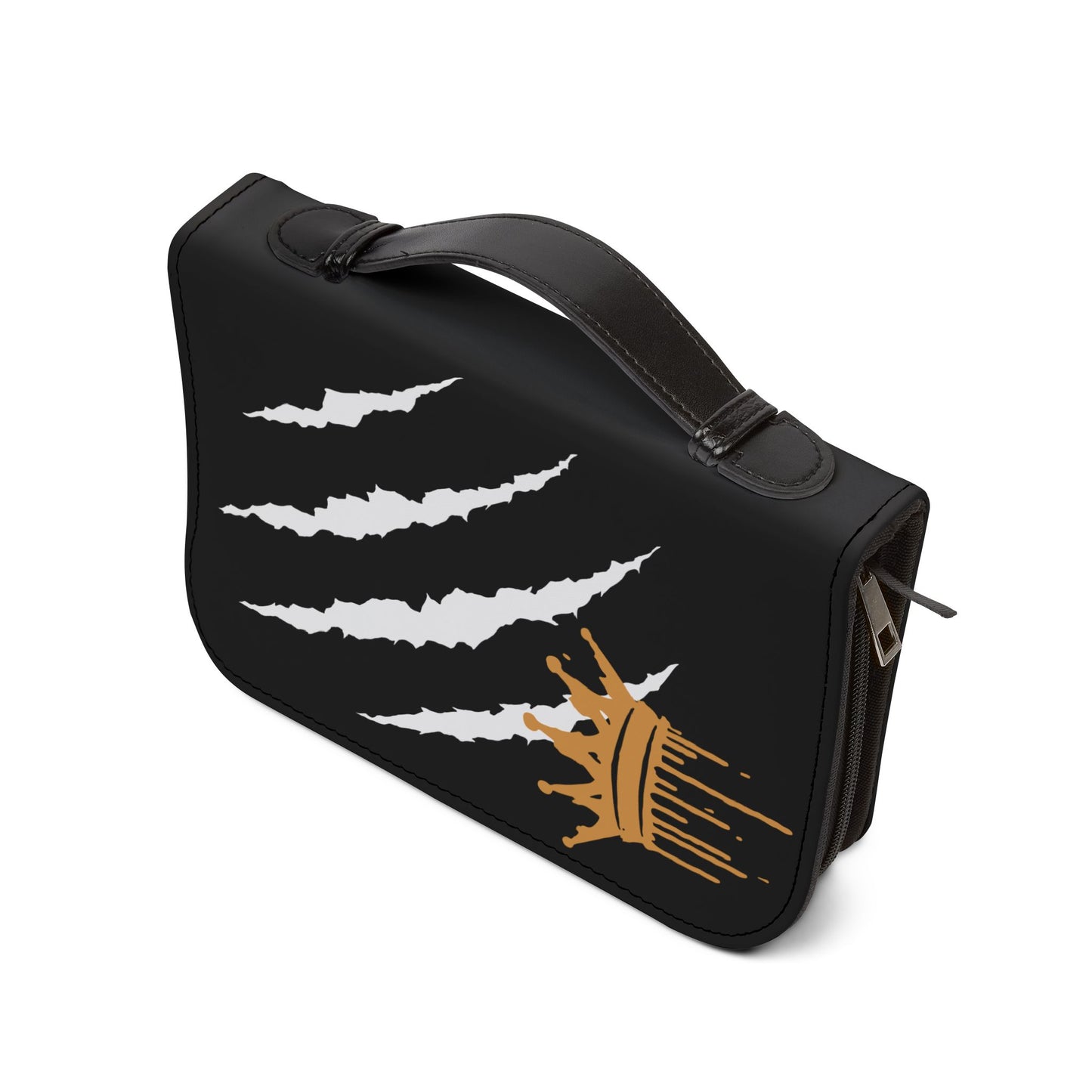 Bible Cover — Black "Mighty in strength because of Jesus" Zippered Bible Case