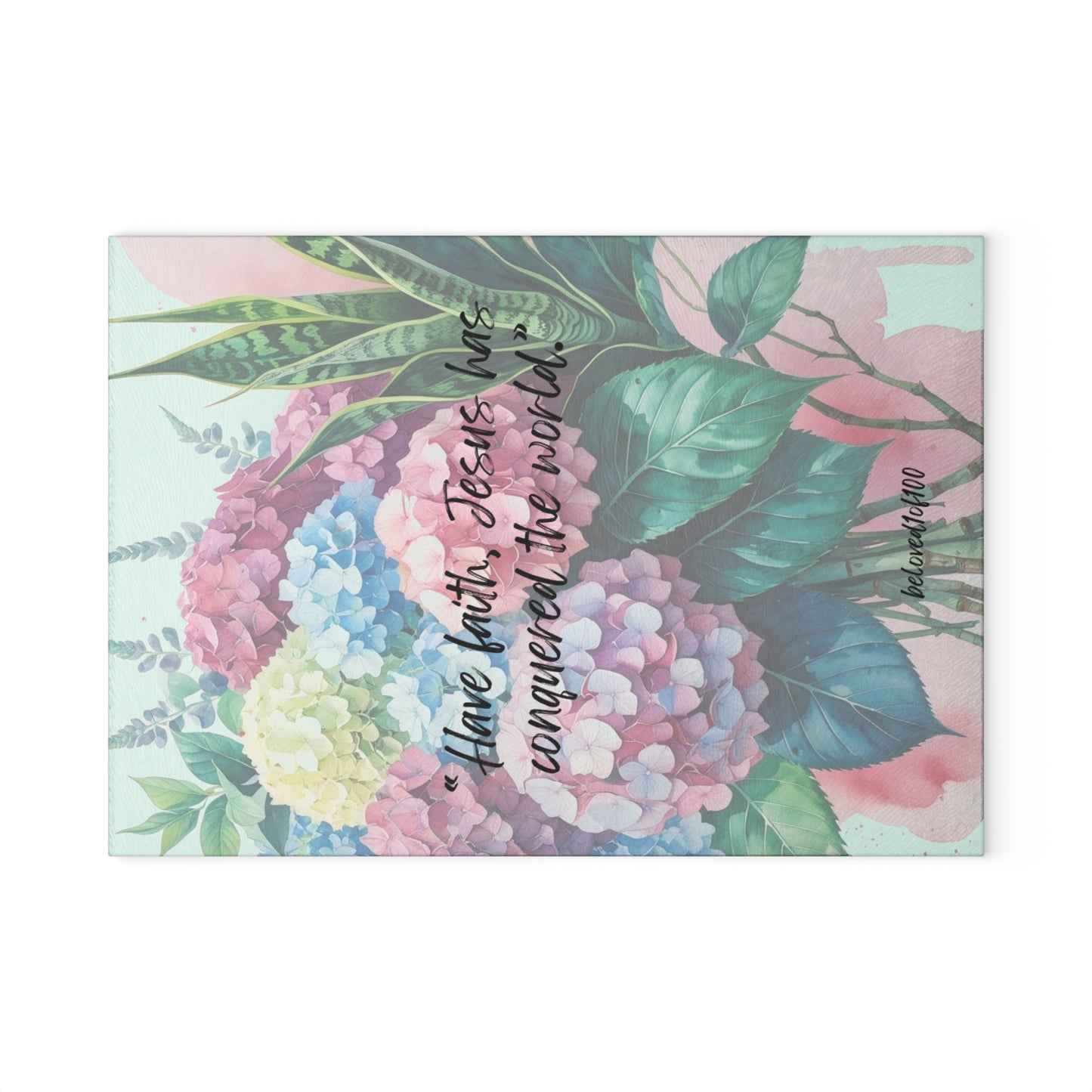 Glass Cutting Board - Hydrangea Snake Plant Pattern