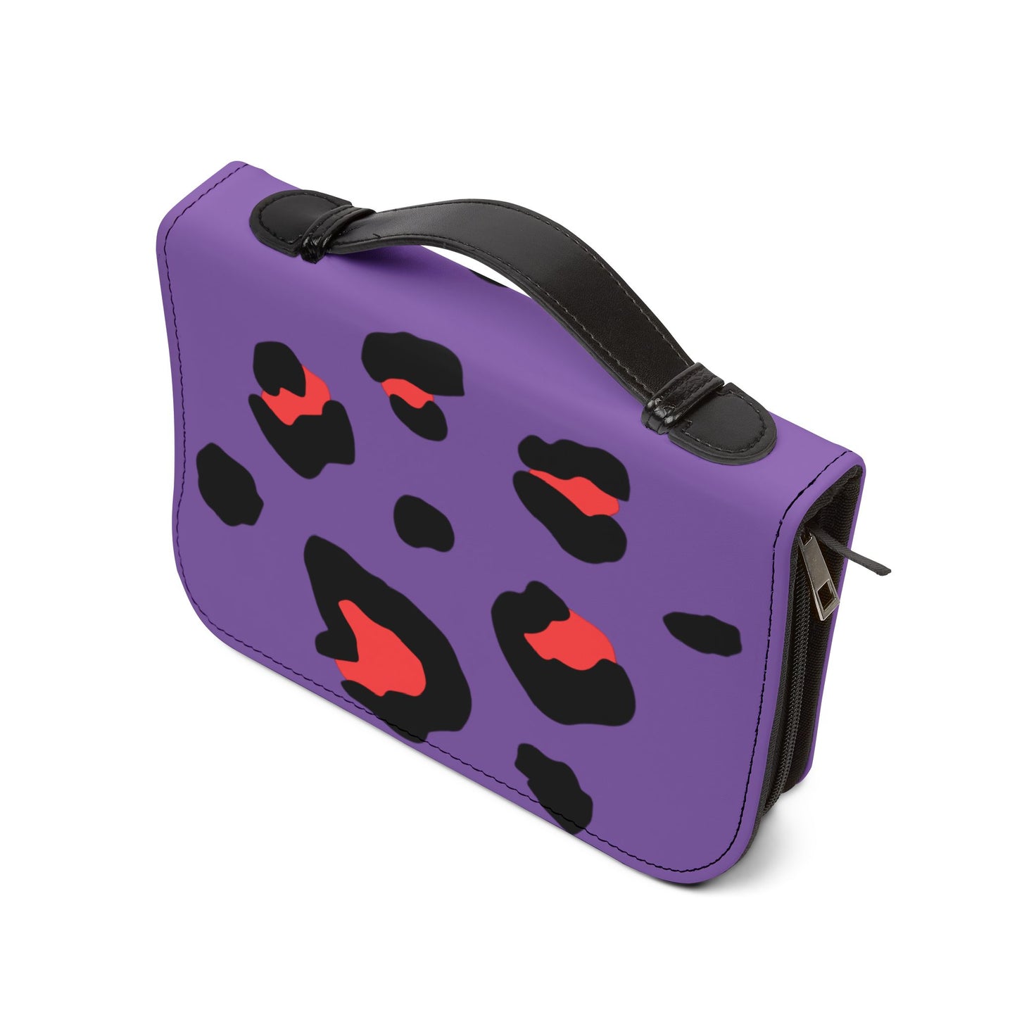 Bible Cover — Light Purple & Pink Leopard Cross Zippered Bible Case