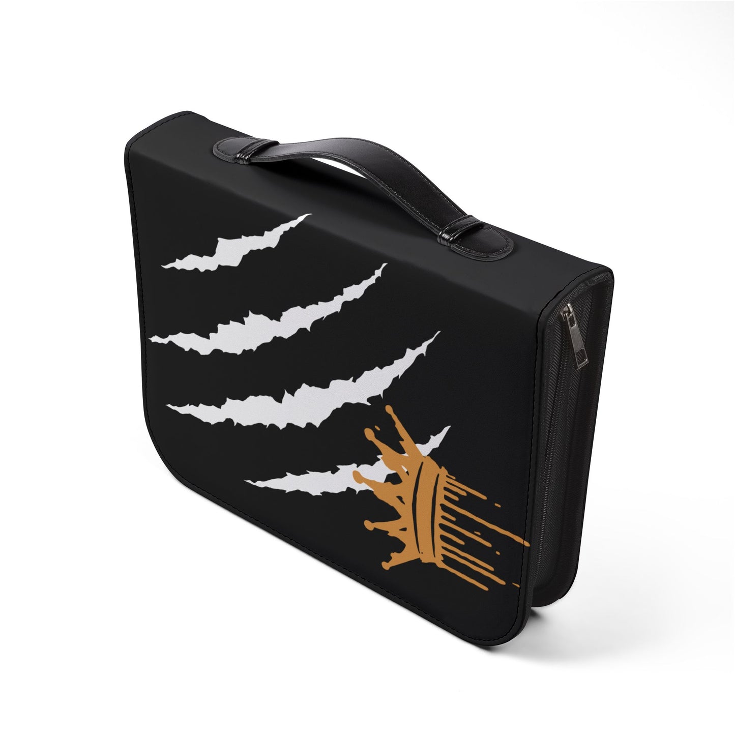 Bible Cover — Black "Mighty in strength because of Jesus" Zippered Bible Case