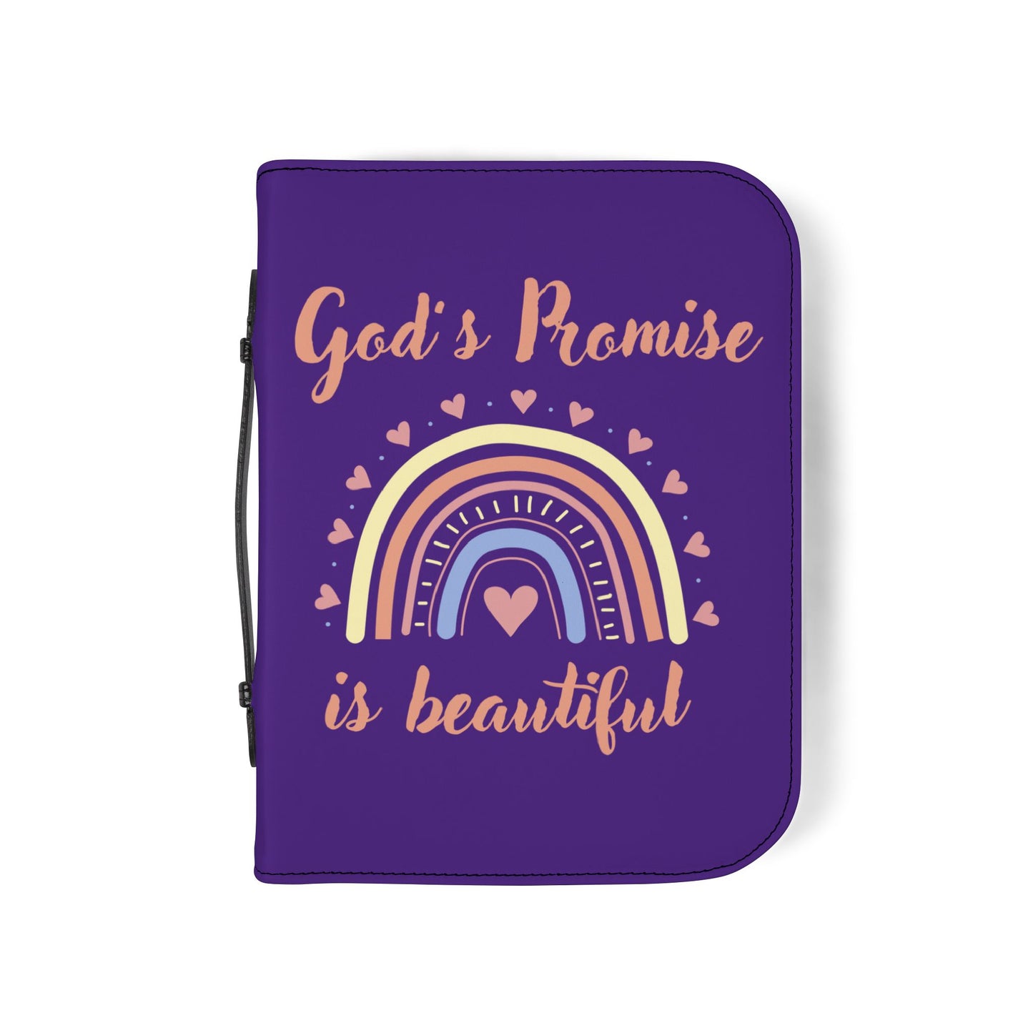 Bible Cover — Dark Purple "God's promise is beautiful" Zippered Bible Case