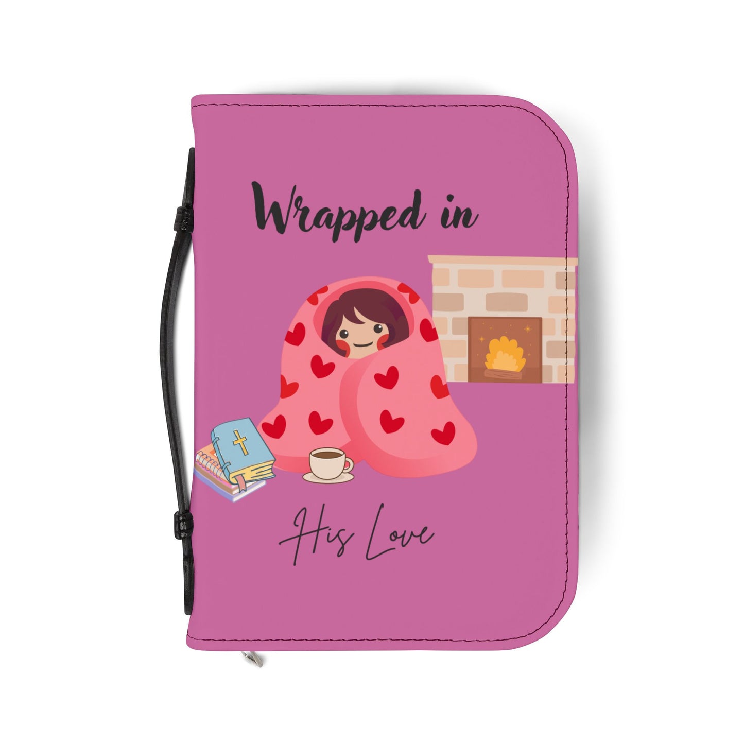 Bible Cover — Light Pink "Wrapped in His Love" Zippered Bible Case
