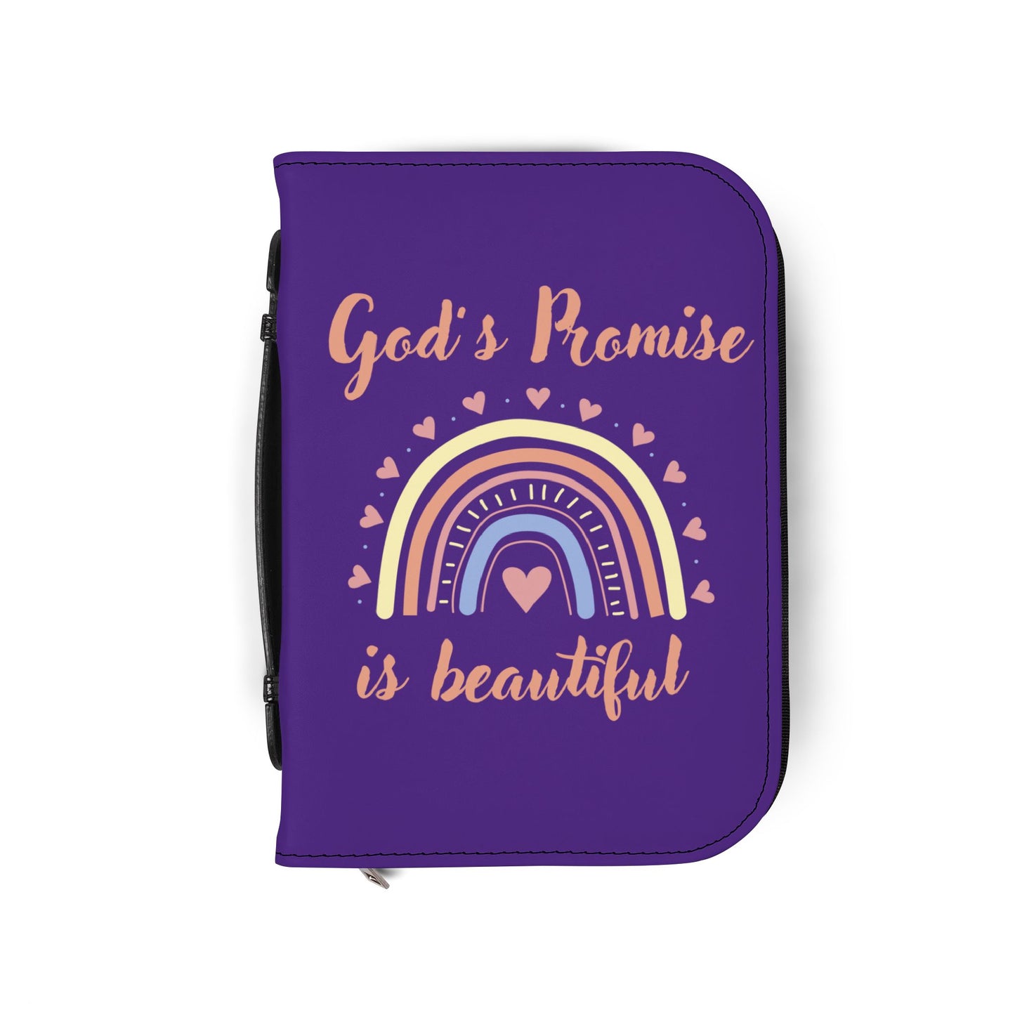 Bible Cover — Dark Purple "God's promise is beautiful" Zippered Bible Case