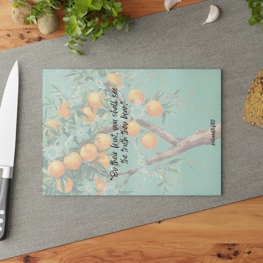 Glass Cutting Board - Orange Jasmine Pattern