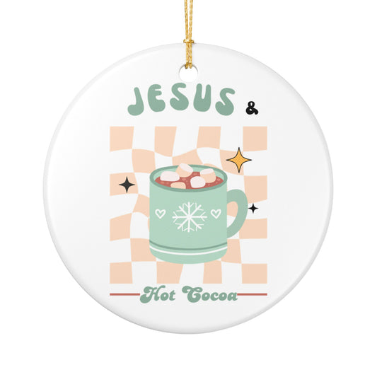 Christmas Ceramic Ornament - Jesus & Hot Cocoa